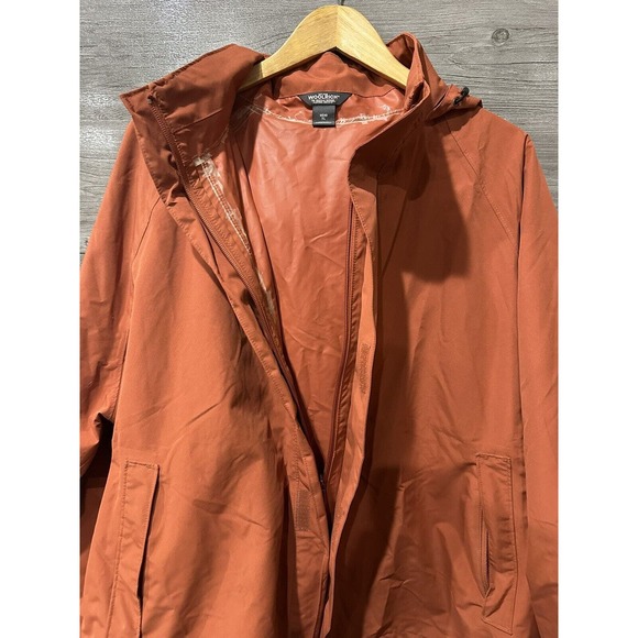 Woolrich Orange Men’s XL Rain Jacket Zip Up Hooded - Picture 2 of 11